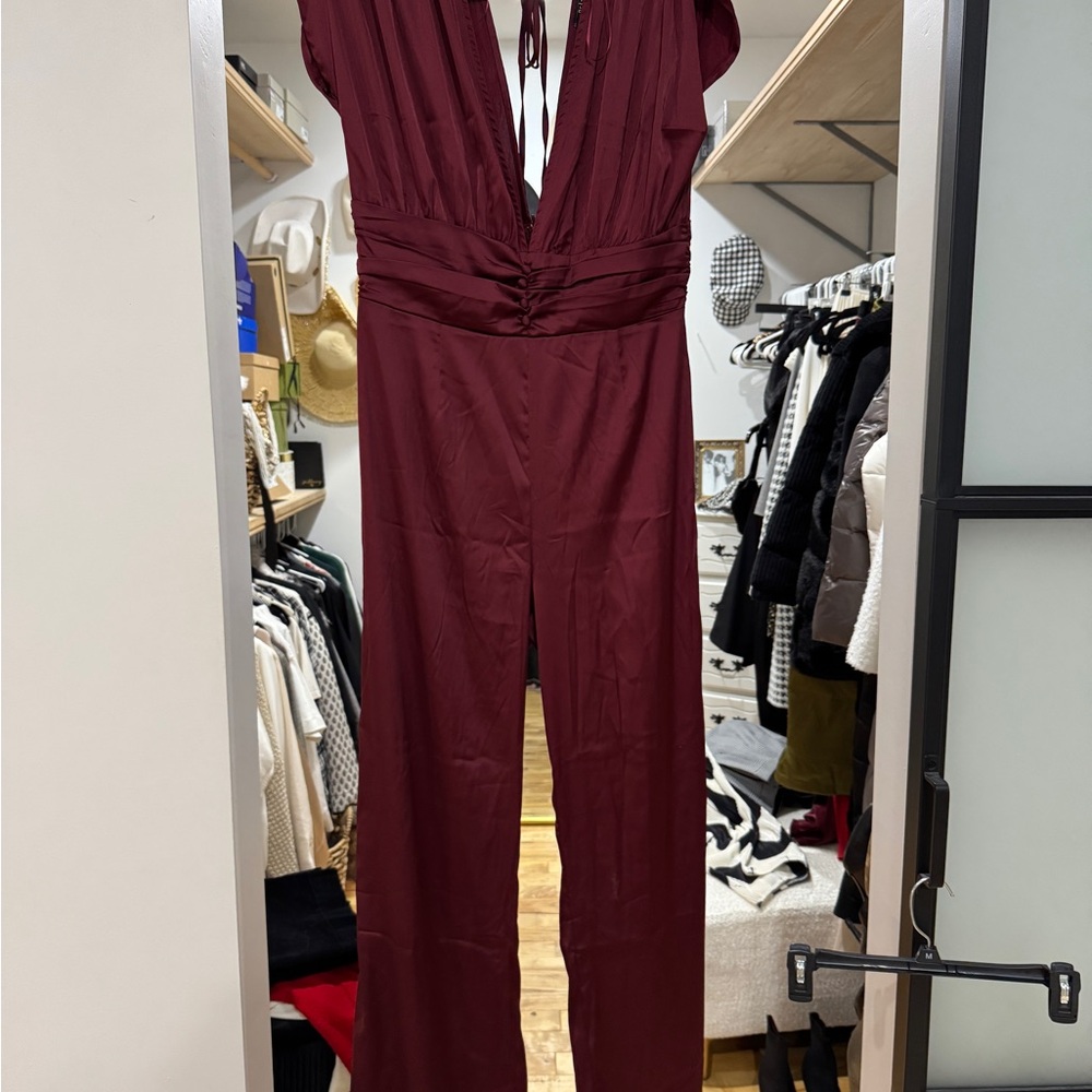 Privy Deep Red Merlot Jumpsuit